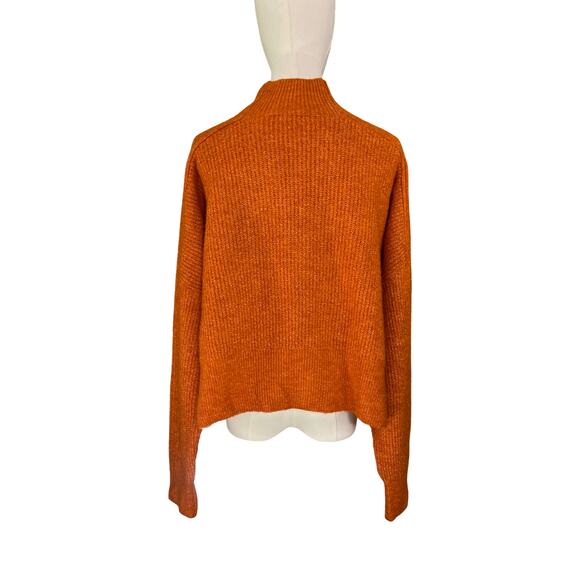 Topshop Burnt Orange Mock Neck Sweater Womens Size L Rust Textured Knit Fall - Picture 3 of 8